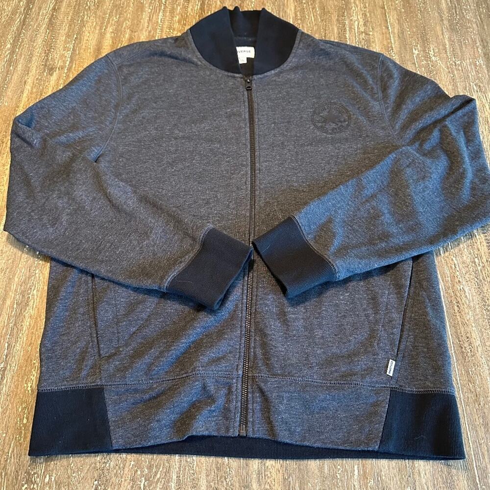 Men's Converse Zip-Up Jacket Heather Charcoal, Large